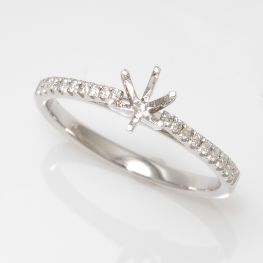 [J2022-RNG-1914] 14K W/G 0.12ctw Diamond Accented Semi-Mount Engagement Ring