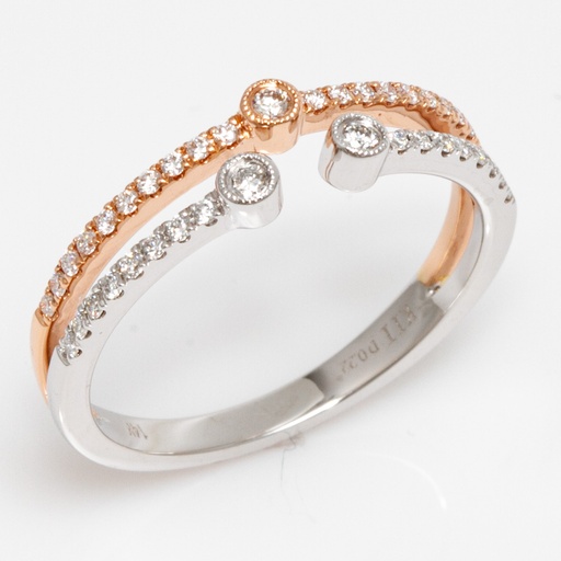 [J2022-RNG-1939] 14K 2-Tone 0.22ctw Diamond Negative Space Ring