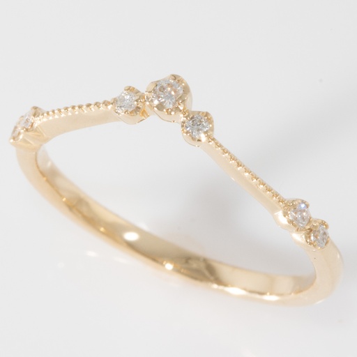 [J2022-RNG-2030] 14K Y/G 0.08ctw Diamond and Milgrain Accented Pointed V Enhancer Band