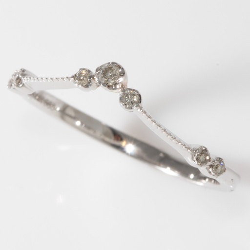 [J2022-RNG-2031] 14K W/G 0.09ctw Diamond and Milgrain Accented Pointed V Enhancer Band