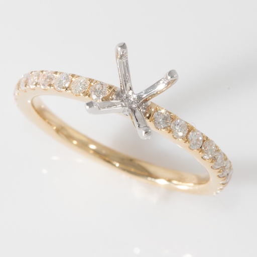 [J2022-RNG-2032] 14K Y/G 0.40ctw Diamond-Accented Semi-Mount with a 14K W/G Head